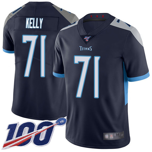 Tennessee Titans Limited Navy Blue Men Dennis Kelly Home Jersey NFL Football #71 100th Season Vapor Untouchable